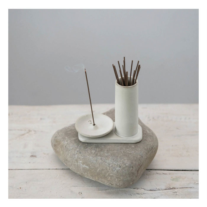 White Incense Holder with Container