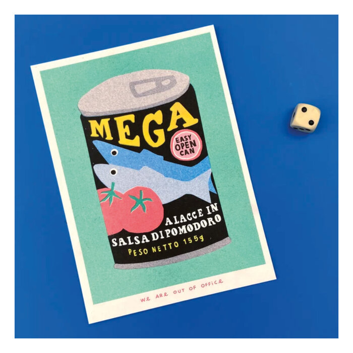 Affichette Riso Mega Sardines 13 x 18 cm We Are Out of Office