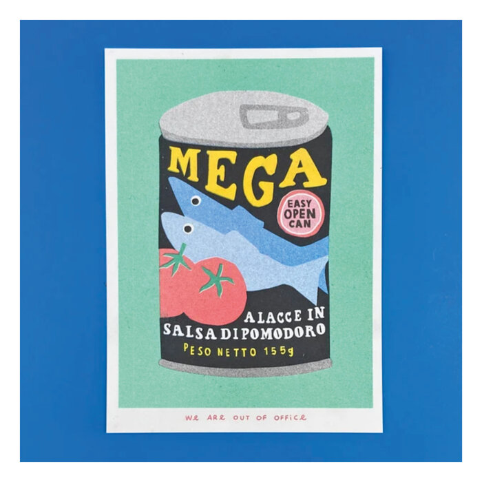 Affichette Riso Mega Sardines 13 x 18 cm We Are Out of Office