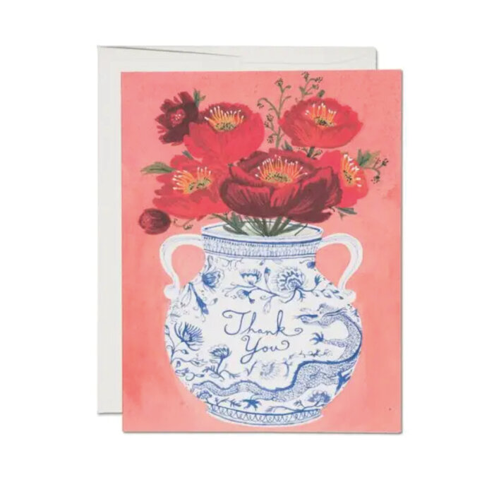 Carte de Souhaits Vase Dragon Red Cap Cards