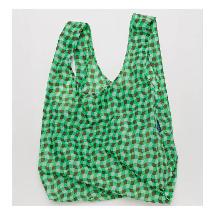 Baggu Wavy Gingham Green Standard Reusable Bag