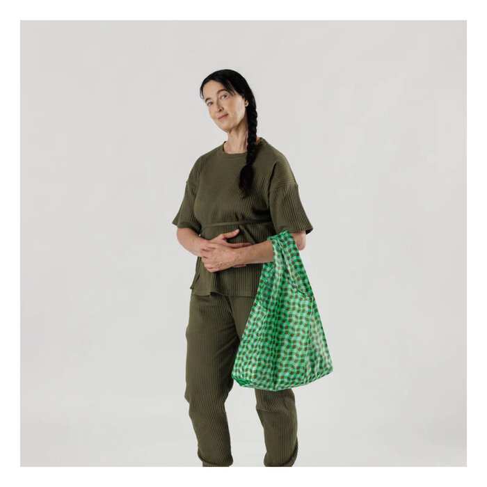 Baggu Wavy Gingham Green Standard Reusable Bag