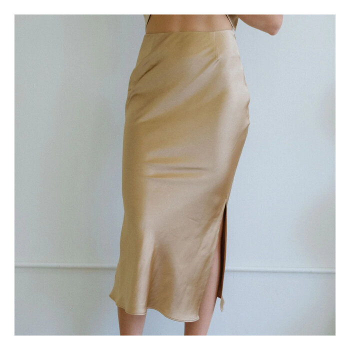 Things Between Trina Satin Taupe Skirt