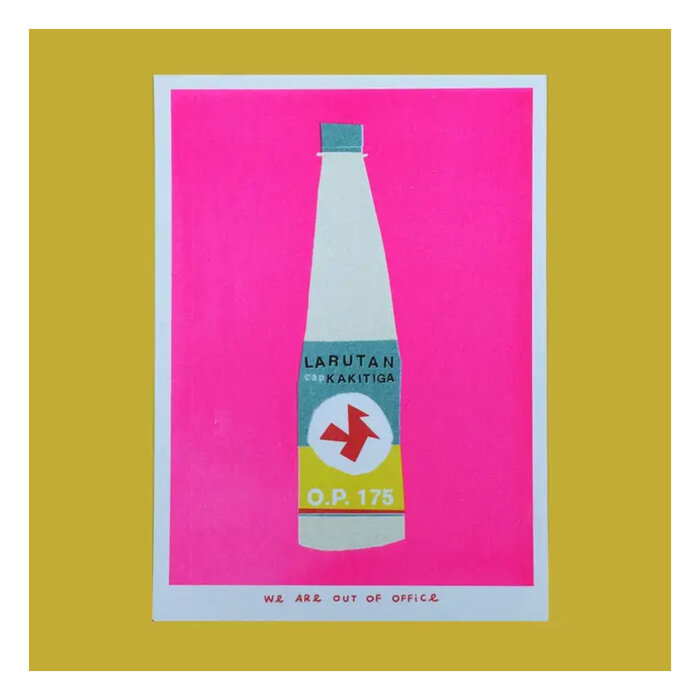 Affichette Riso Very Pink Bottle of Kakitiga 13 x 18 cm We Are Out of Office