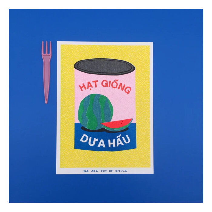 We Are Out of Office We Are Out of Office an of Watermelon Seeds 13 x 18 cm Riso Print