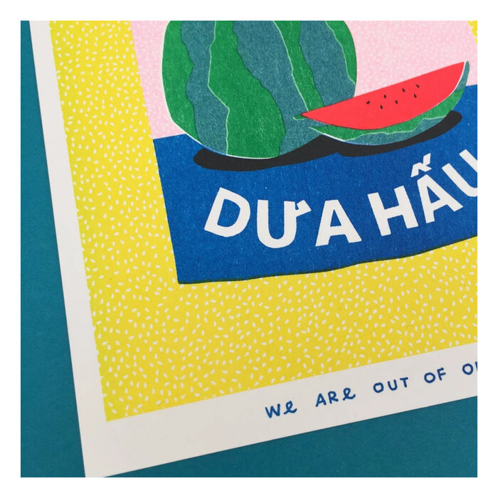 We Are Out of Office an of Watermelon Seeds 13 x 18 cm Riso Print