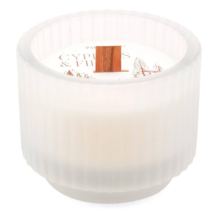 Paddywax Cypress + Fir - Frosted White Ribbed Glass 5 oz Candle