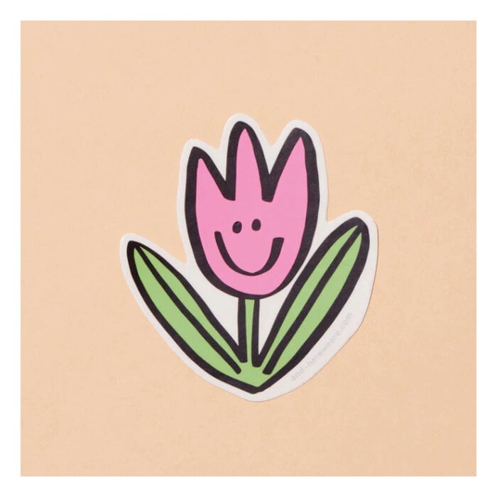 And Here We Are And Here We Are Happy Tulip Sticker