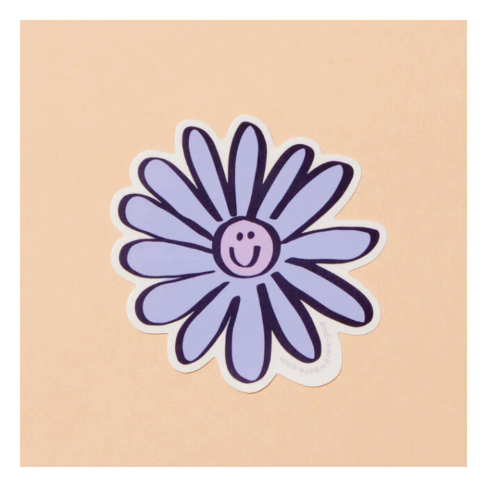 And Here We Are Happy Aster Sticker