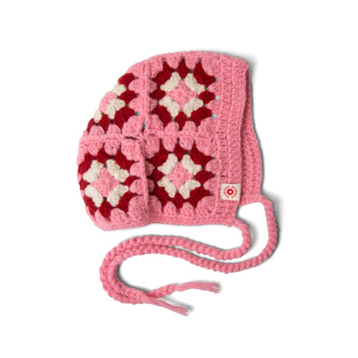 Damson Madder Damson Madder Pink Crochet Bonnet FINAL SALE