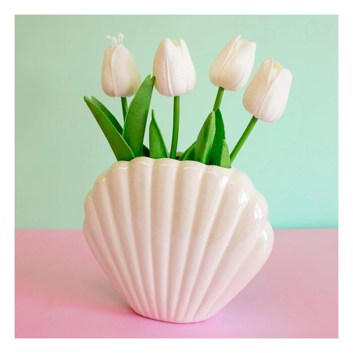 Canna Style Iridescent Seachell Vase (2 Colours Available)
