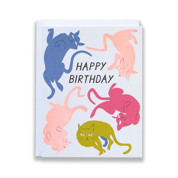 Carte de Souhaits Happy Birthday Cats Banquet Atelier