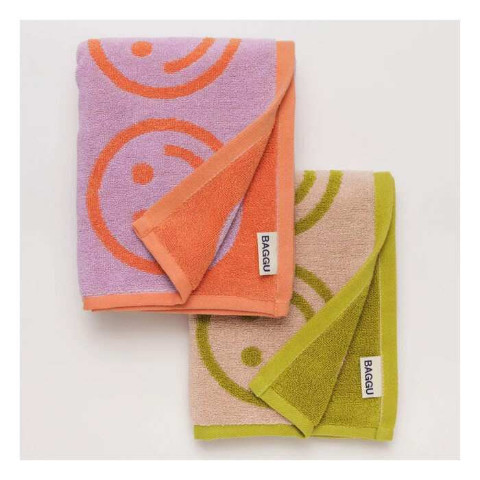 Baggu Happy Lilac Ochre Hand Towel - Set of 2