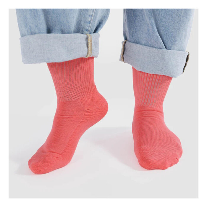 Baggu Watermelon Pink Ribbed Socks