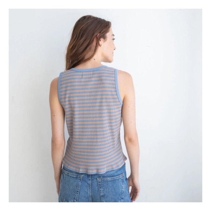 Things Between Blue Buttoned Frances Tank Top