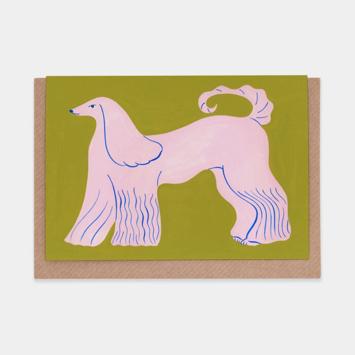 Evermade Pink Afghan Hound Greeting Card