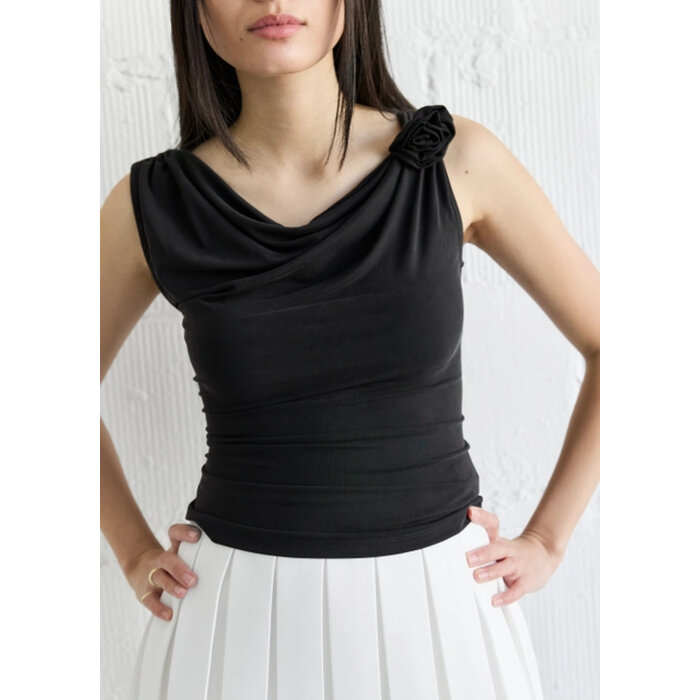 All Row Black Kacey Rosette Top