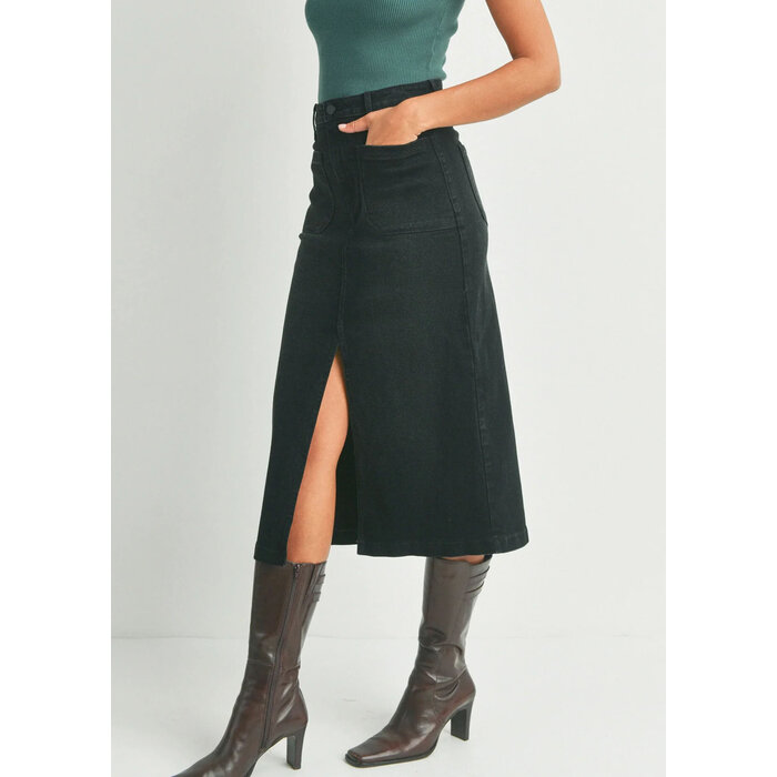 Just Black Denim Black Midi Utility Skirt
