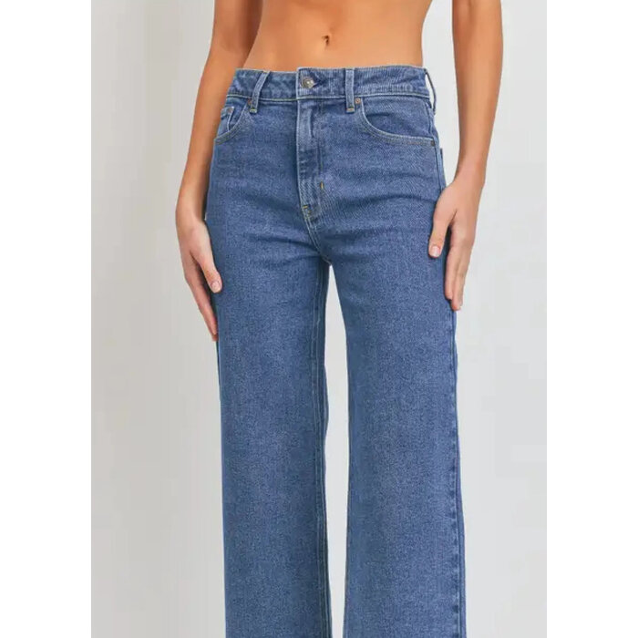 Jeans Taille Haute Droit Bleu Foncé JBD