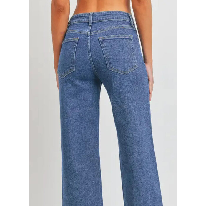 Jeans Taille Haute Droit Bleu Foncé JBD