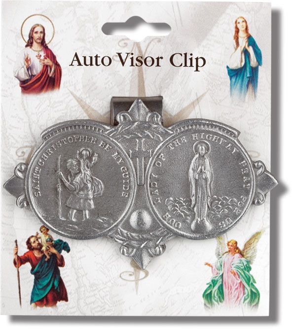 WJ Hirten Auto Visor Clip St. Christopher, Our Lady of the Highway