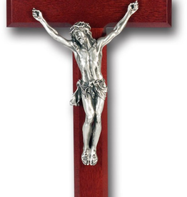 WJ Hirten Dark Cherry Cross Antique Silver Plated Corpus 12"