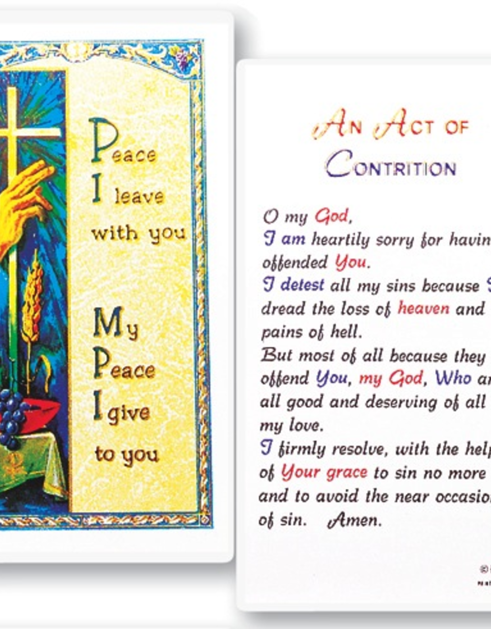 WJ Hirten An Act of Contrition Holy Cards (25/pk)