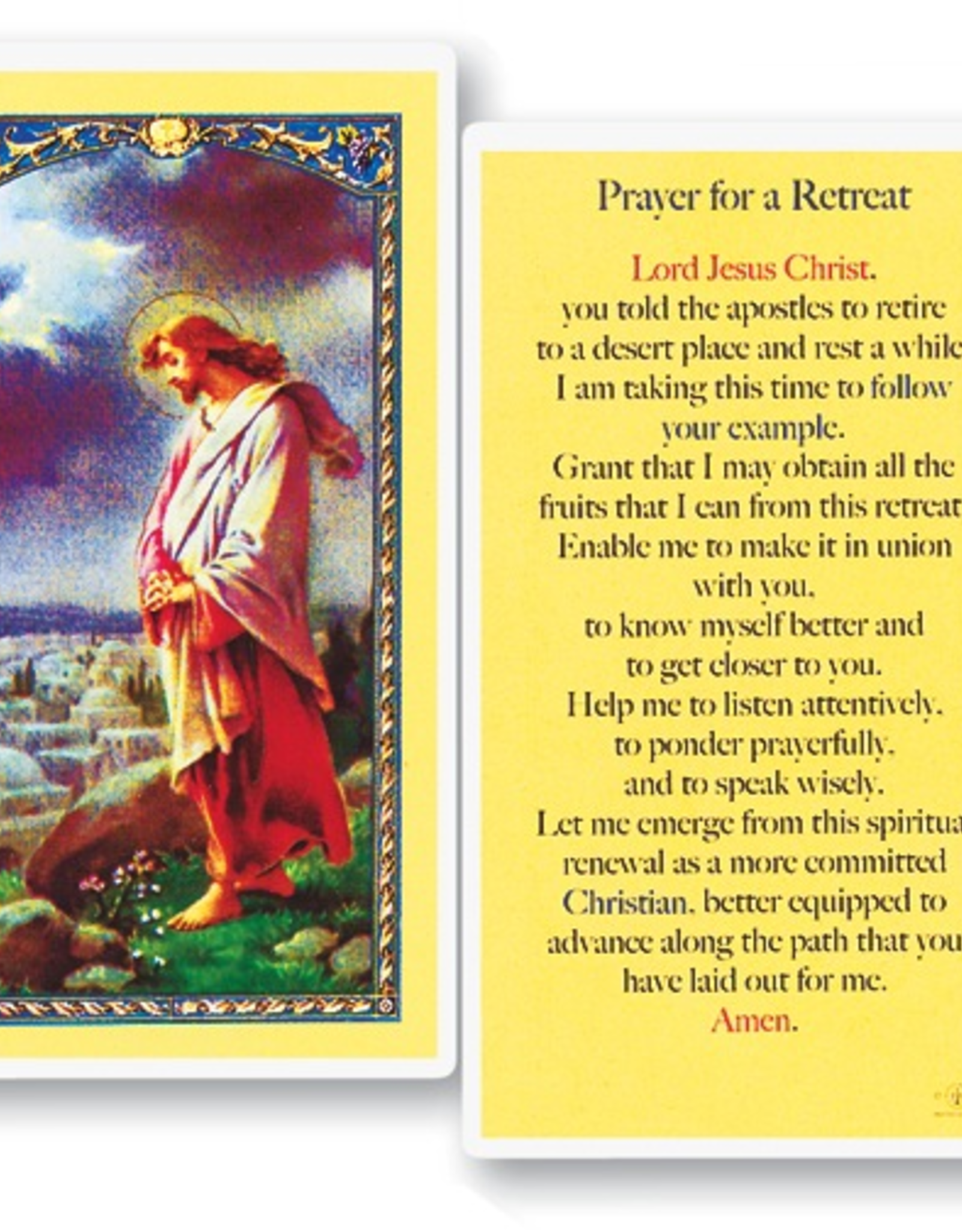 WJ Hirten Prayer for a Retreat Holy Cards