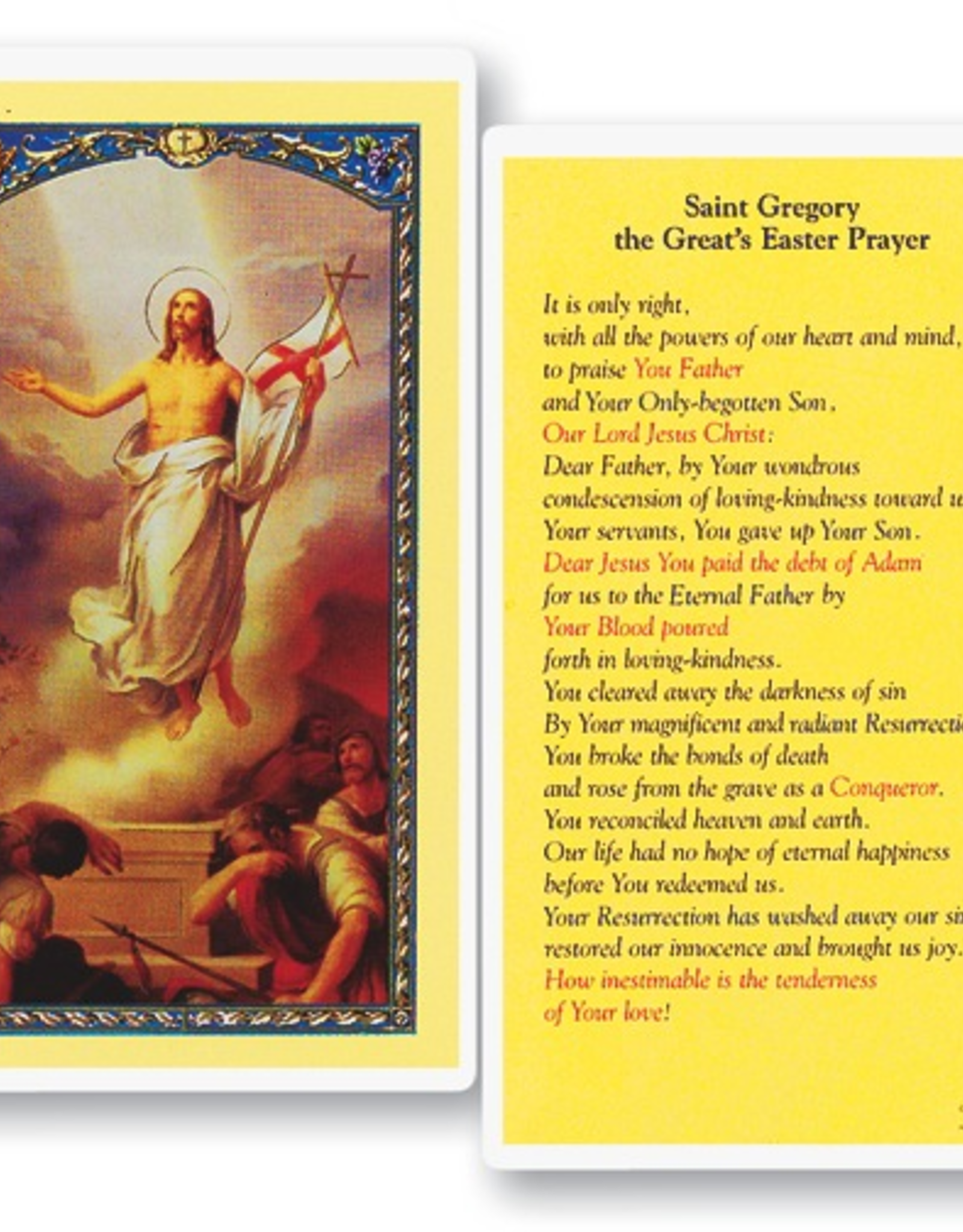 WJ Hirten St. Gregory The Great's Easter Prayer Holy Cards