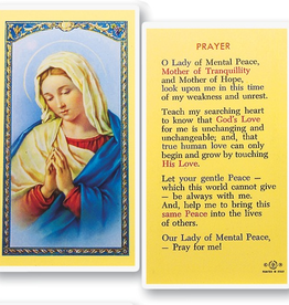 WJ Hirten Our Lady of Mental Peace Prayer - Mother of Tranquility Holy Cards