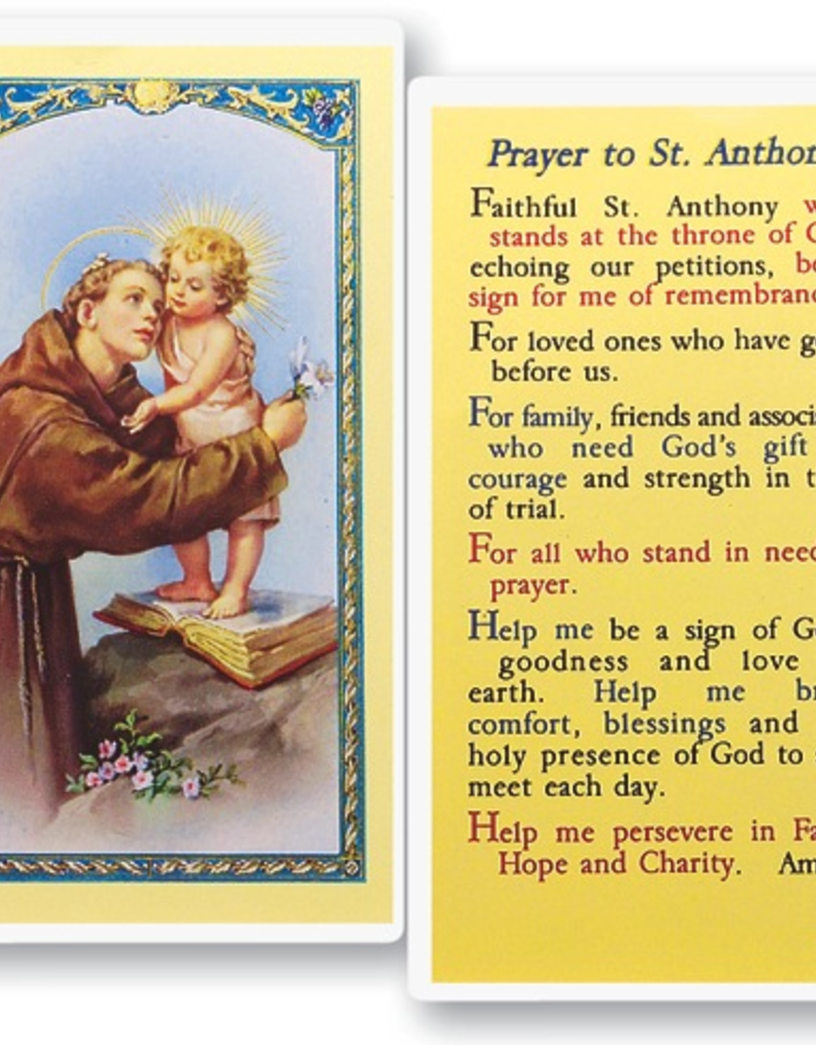 WJ Hirten St. Anthony Holy Cards (25/pk)