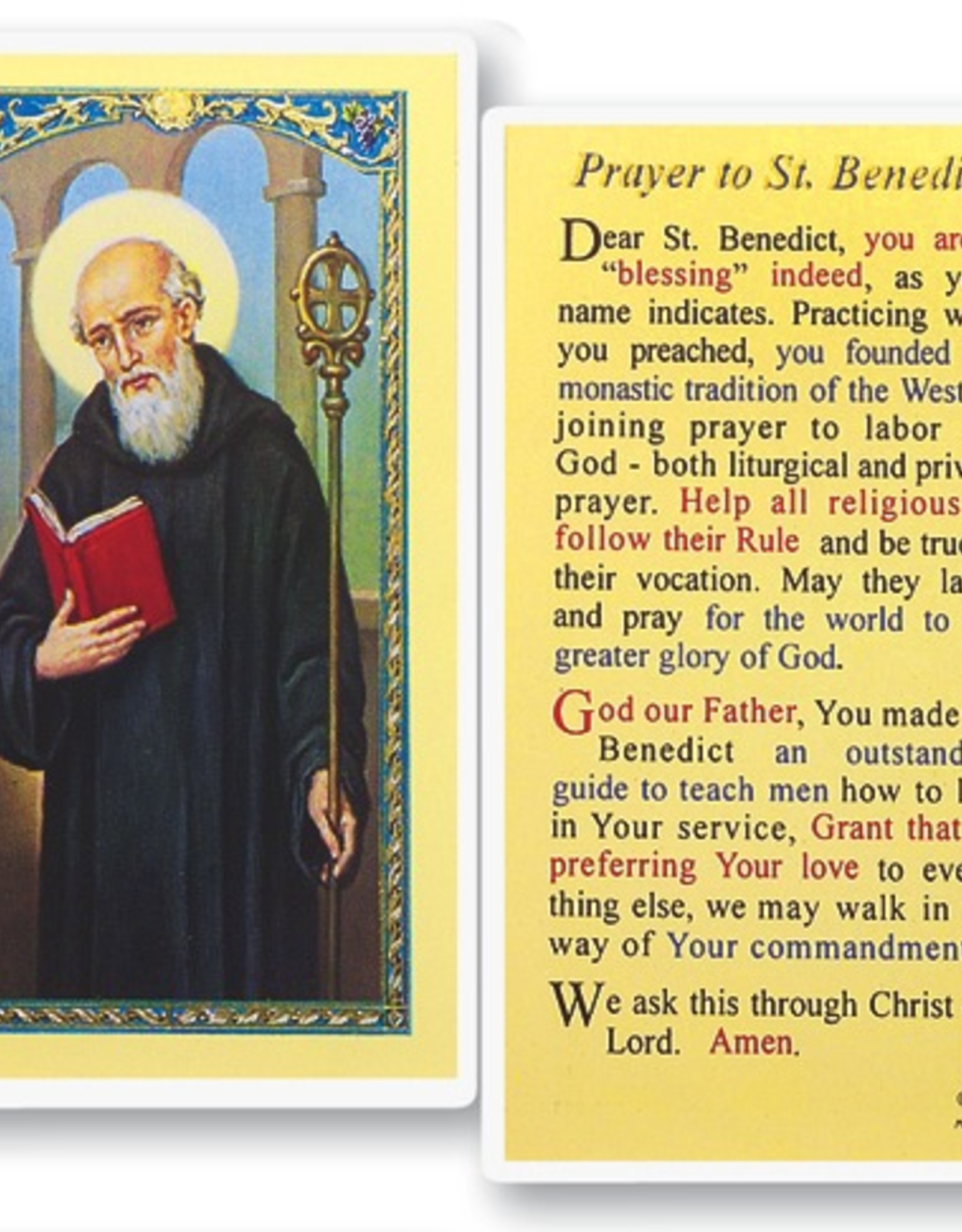 WJ Hirten St. Benedict Holy Cards (25/pk)