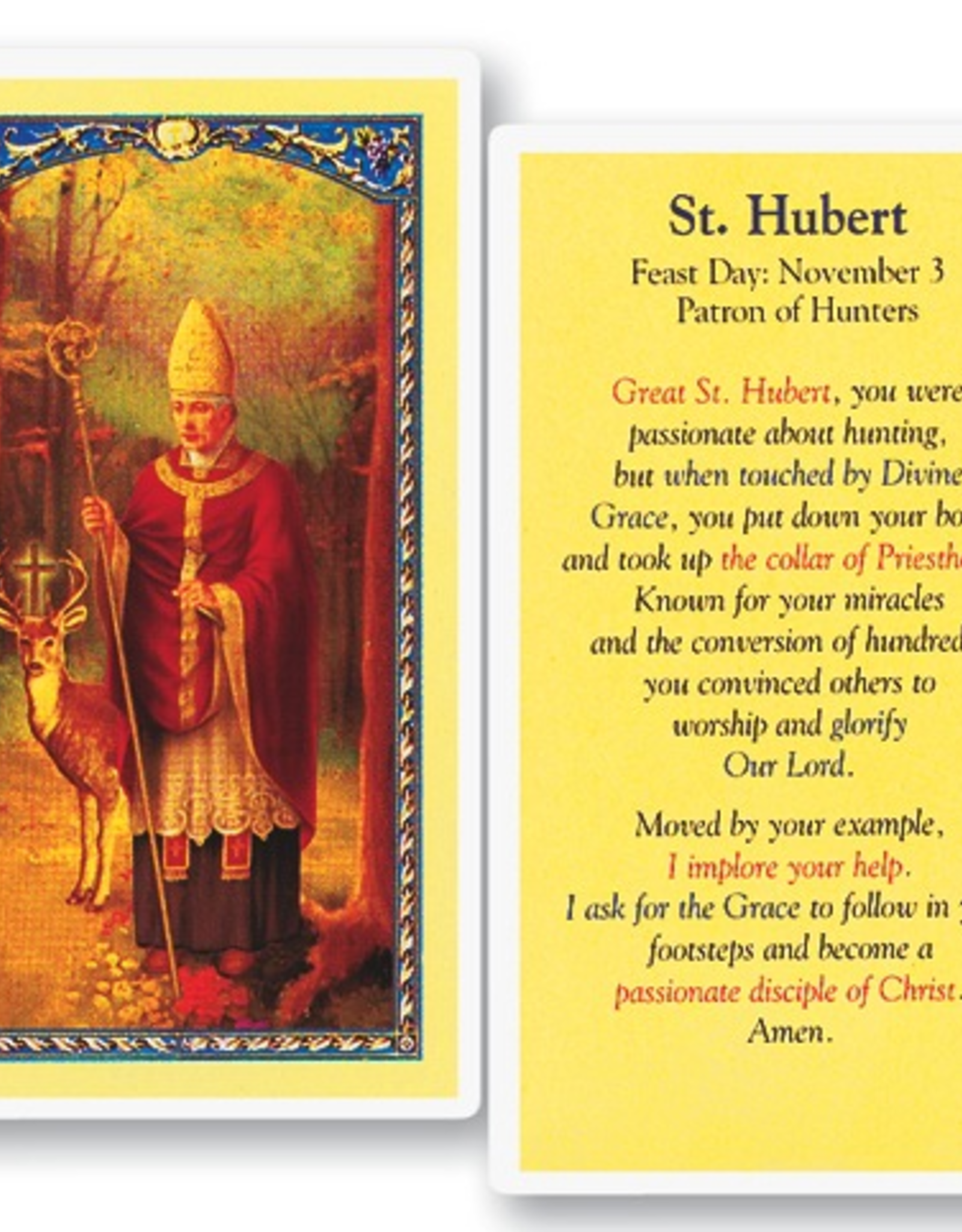 WJ Hirten St. Hubert (Patron of Hunters) Holy Cards