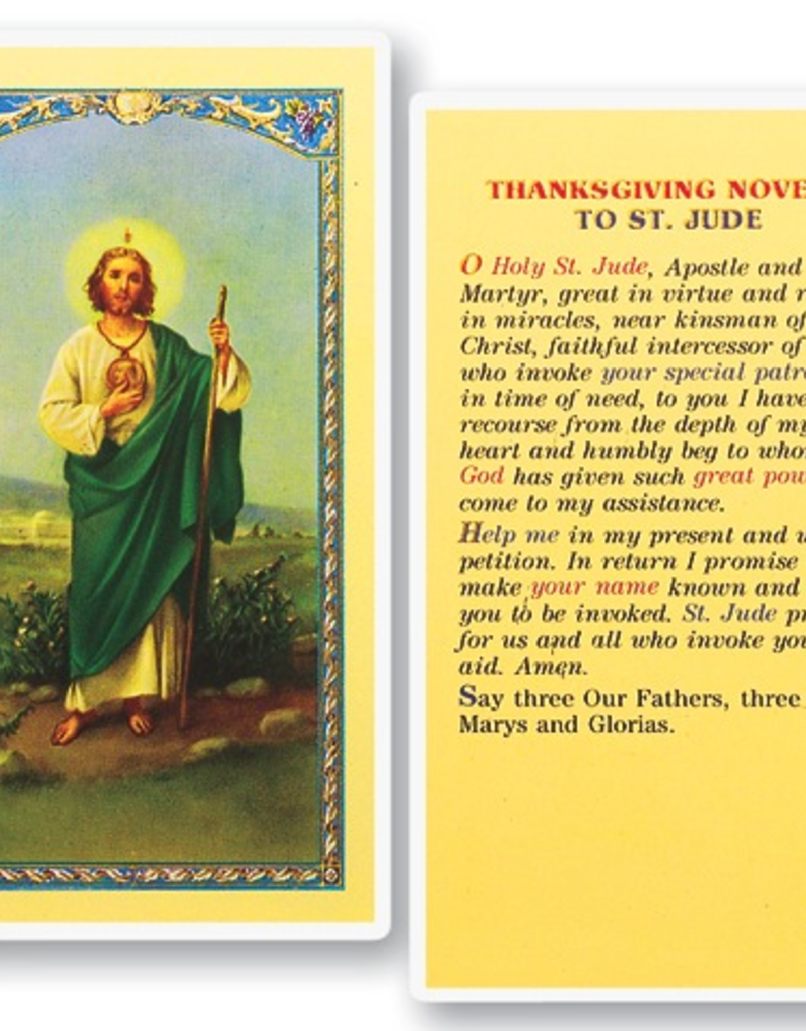 WJ Hirten St. Jude (Thanksgiving Novena) Holy Cards