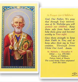WJ Hirten Prayer for Children - St. Nicholas Holy Cards