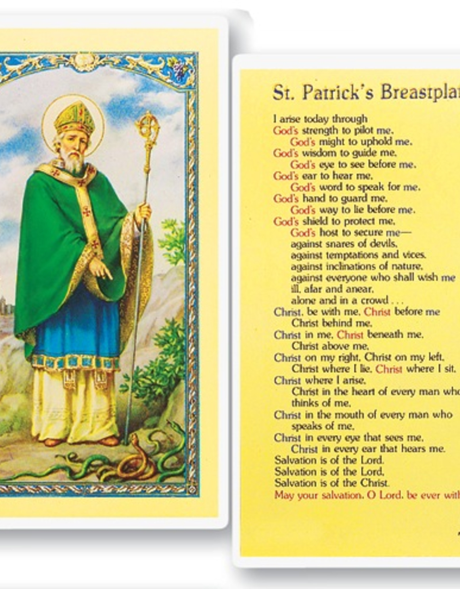 WJ Hirten St. Patrick (Breastplate) Holy Cards