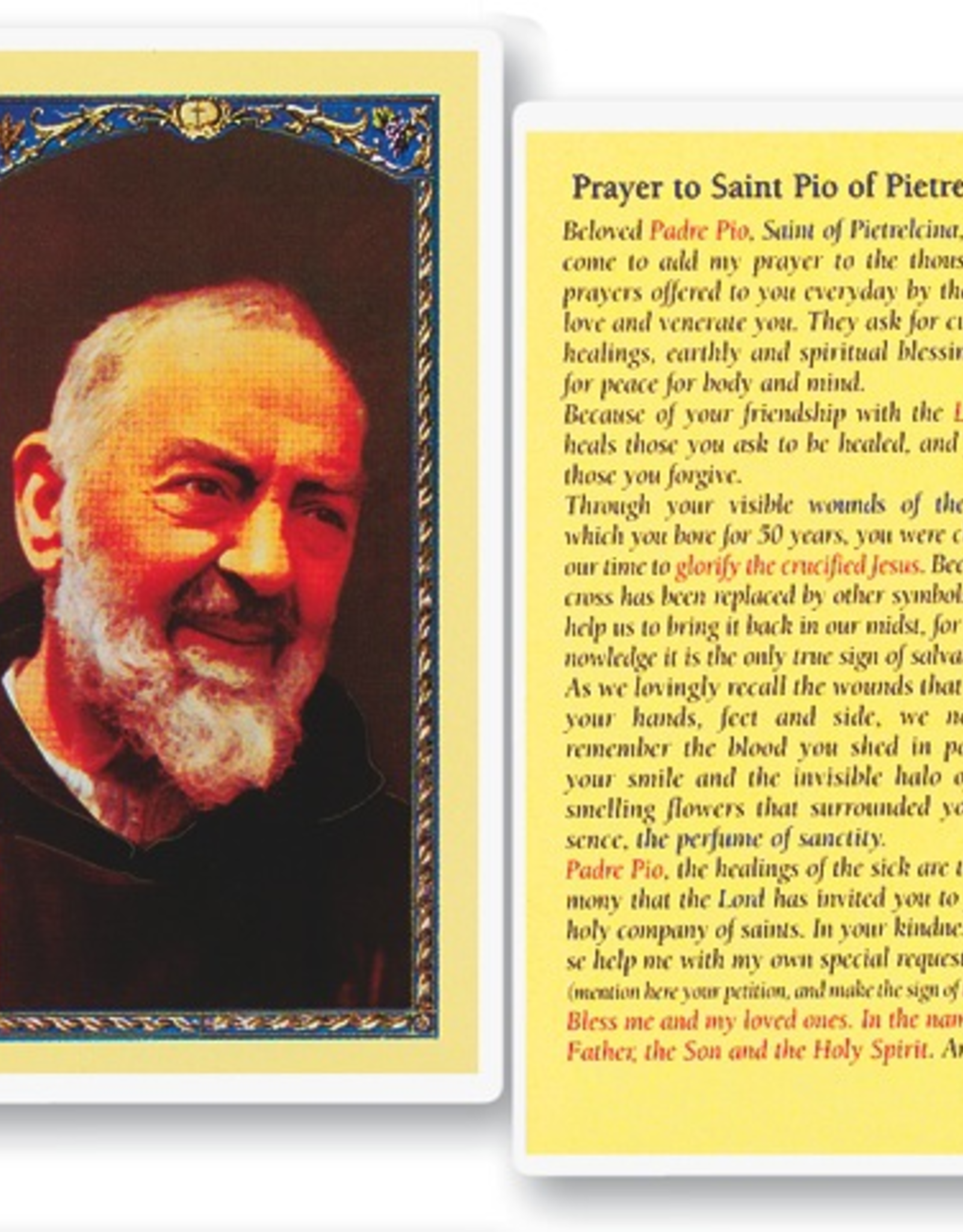 WJ Hirten St. Pio (Padre Pio) Holy Cards