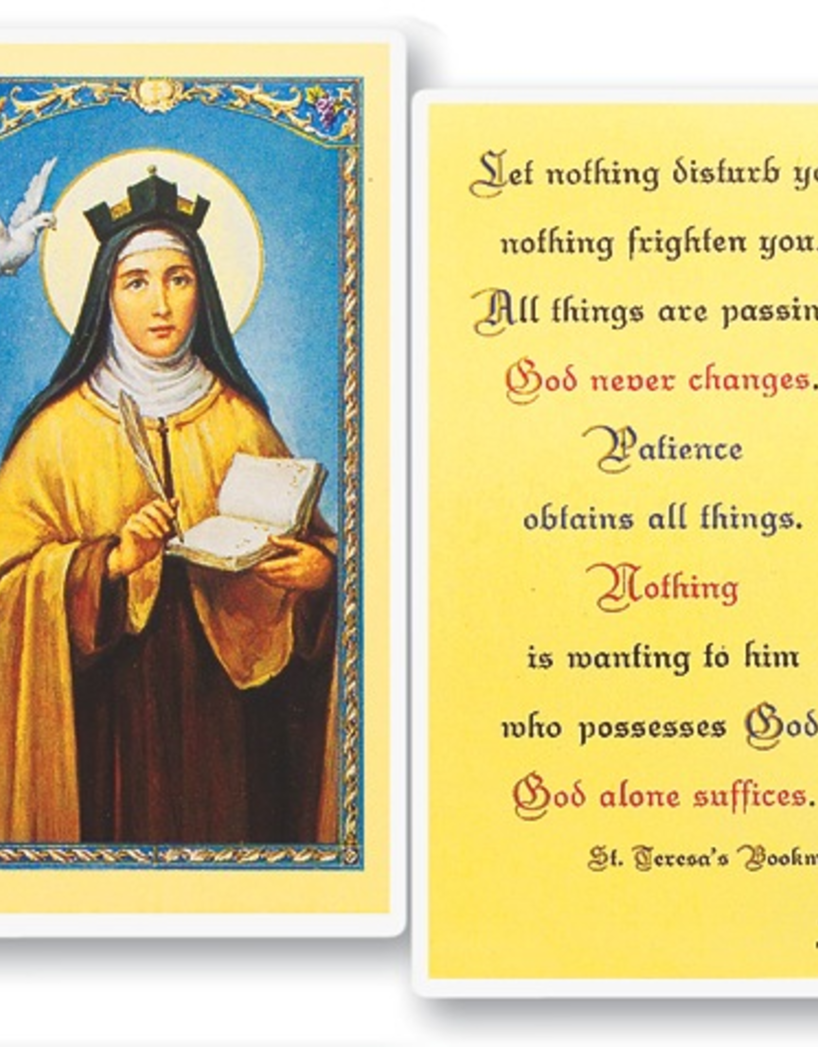 WJ Hirten St. Teresa of Avila (let nothing disturb you) Holy Cards (25/pk)