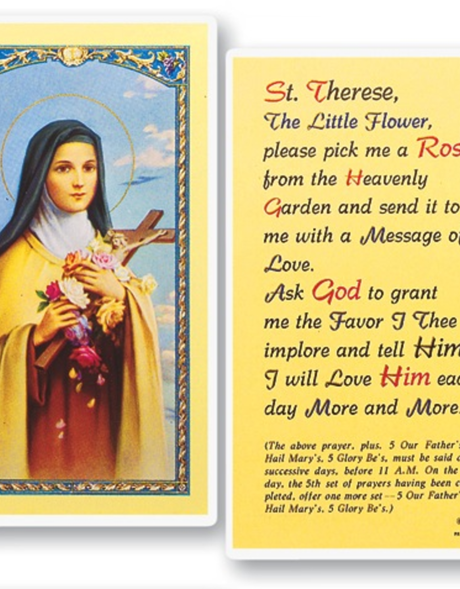 WJ Hirten St. Therese (The Little Flower) Holy Cards