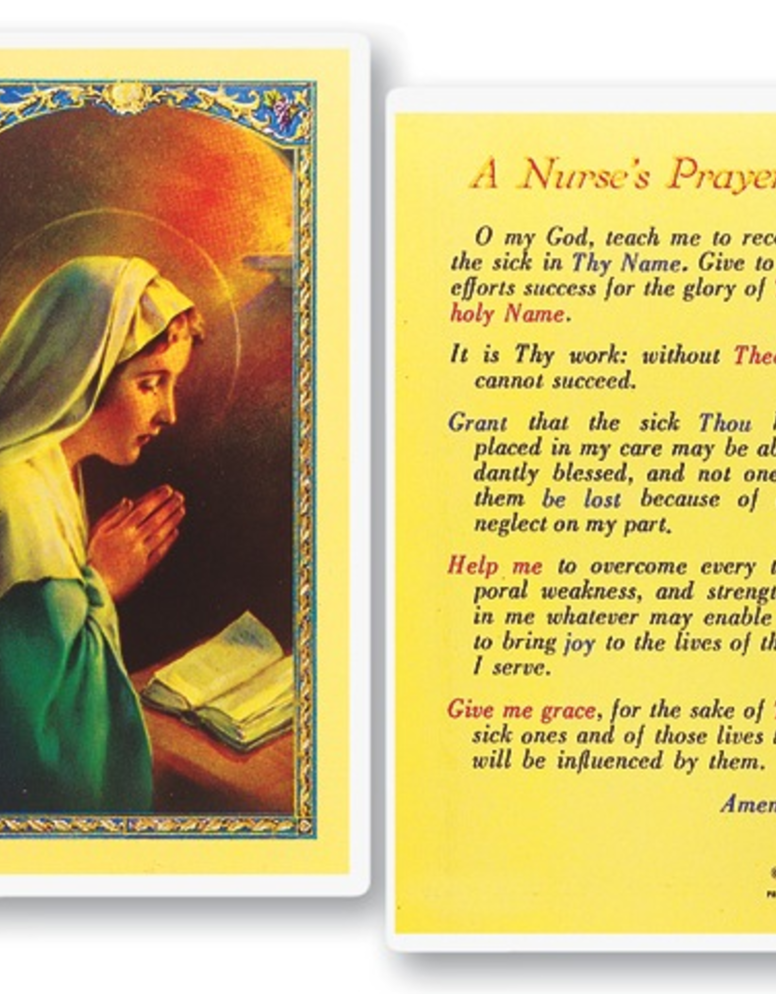 WJ Hirten A Nurse's Prayer Holy Cards