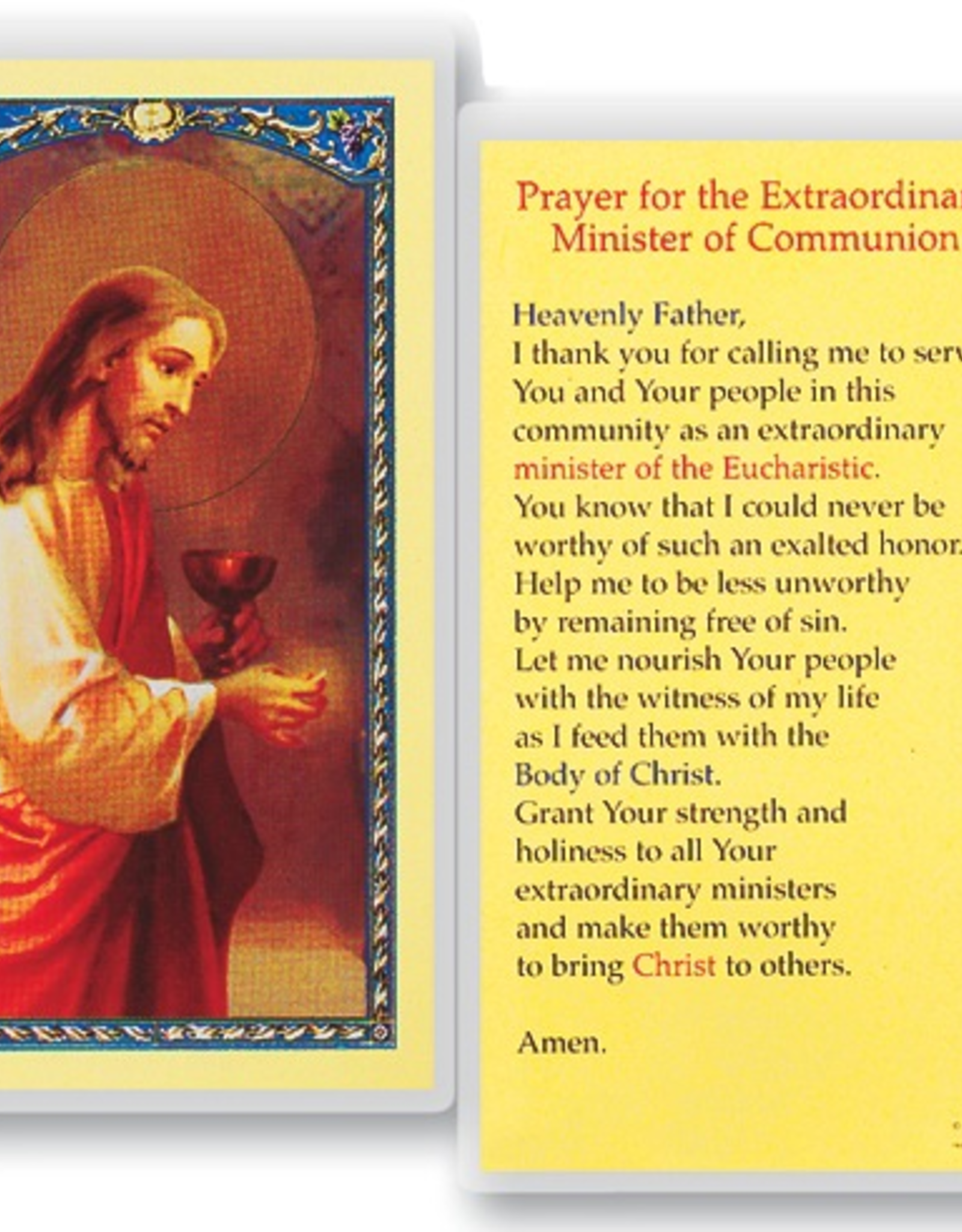 WJ Hirten Prayer for the Extraordinary Minister of Communion Holy Cards