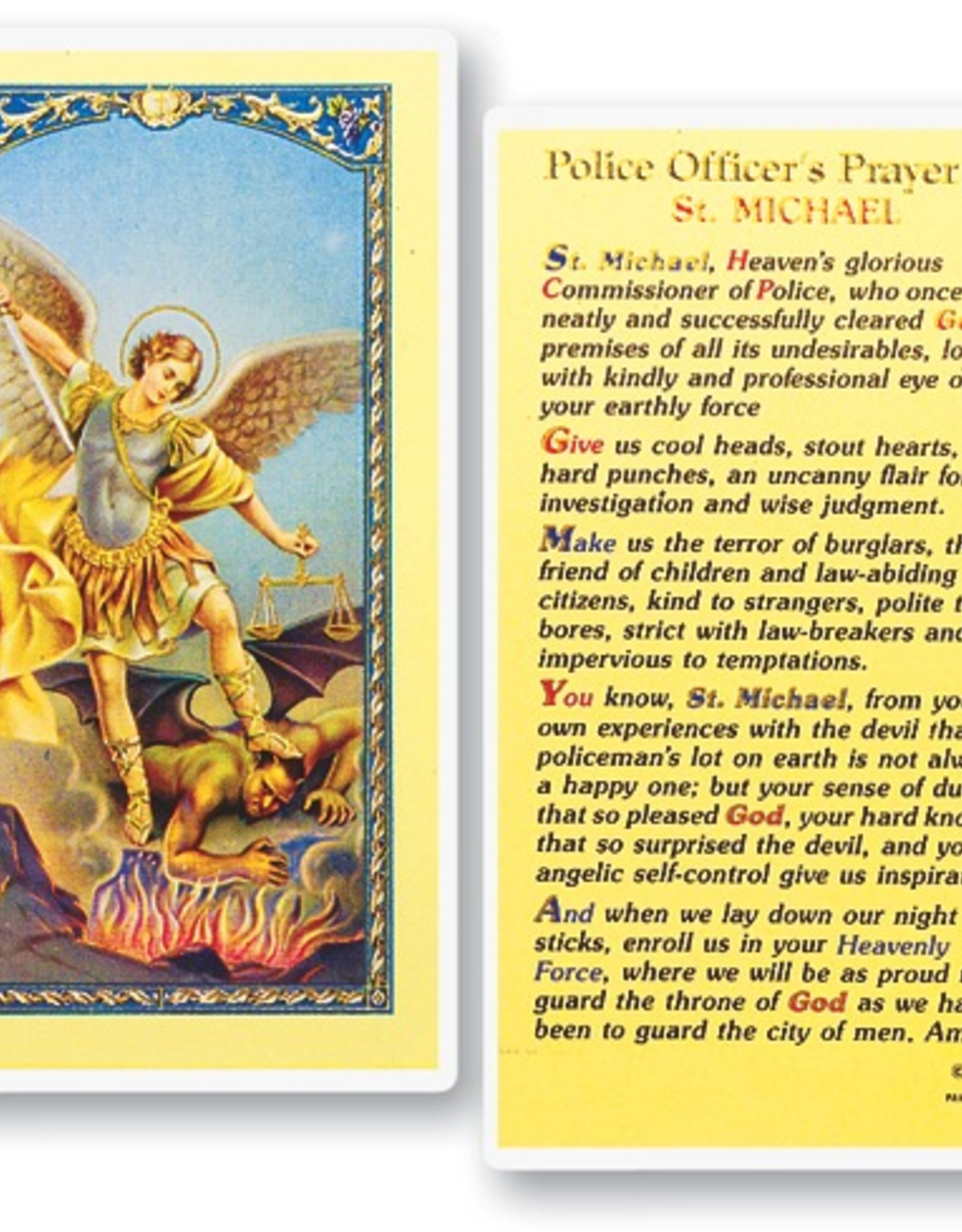 WJ Hirten Police Officer's Prayer to St. Michael Holy Cards