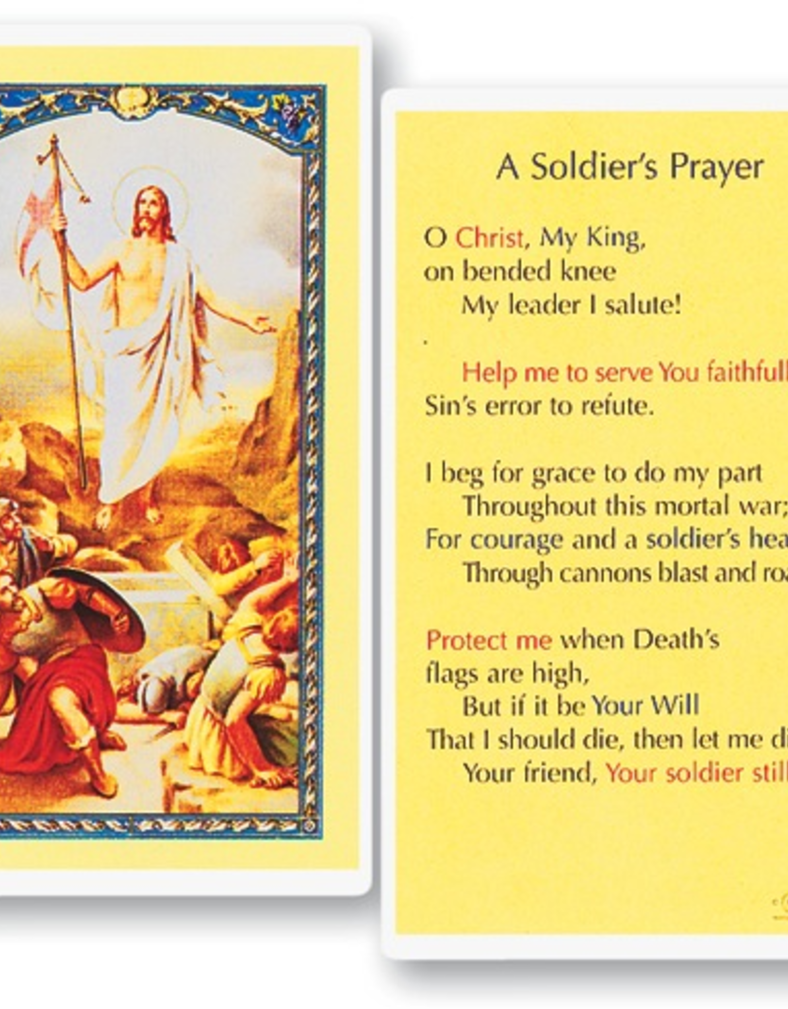 WJ Hirten A Soldier's Prayer Holy Cards