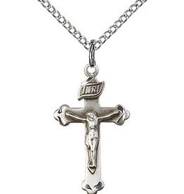 Bliss Manufacturing Tiny Crucifix in Sterling Silver (18 in Stainless Steel Chain)