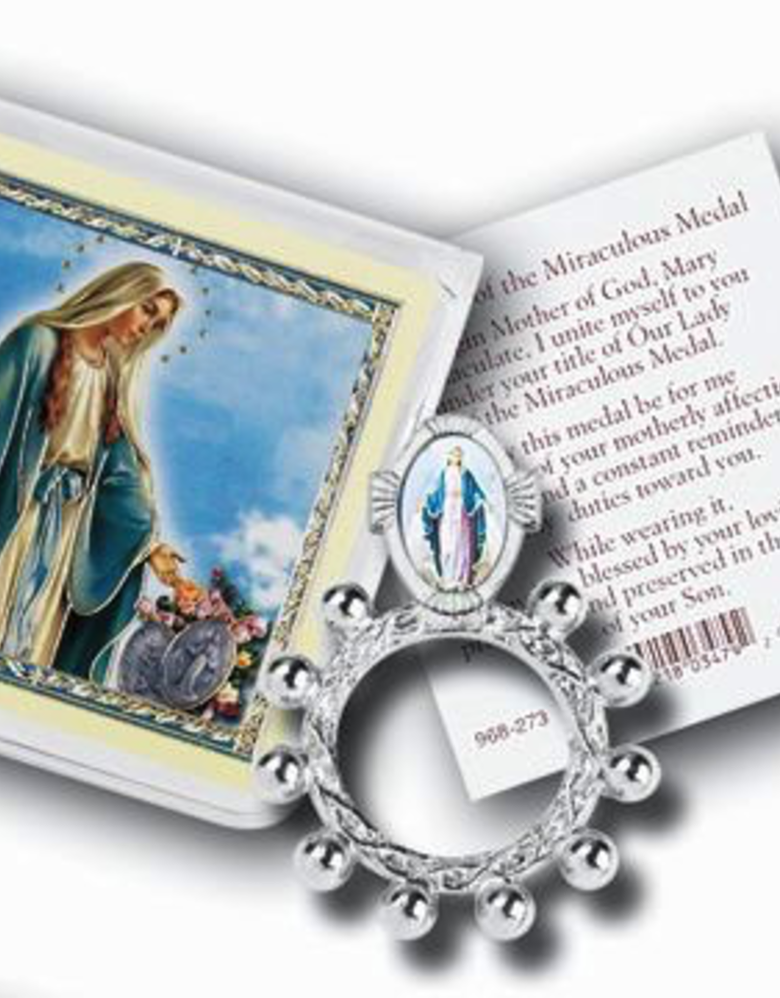 WJ Hirten Our Lady of Grace Finger Rosary and Prayer Card w/ Pouch
