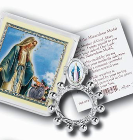 WJ Hirten Our Lady of Grace Finger Rosary and Prayer Card w/ Pouch