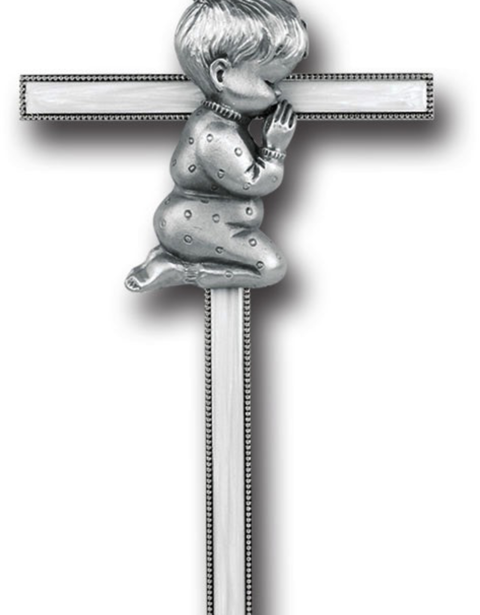WJ Hirten 7" Pearlized Praying Baby Boy Cross