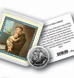 WJ Hirten St Anthony Pocket Coin with Gold Stamped Holy Card