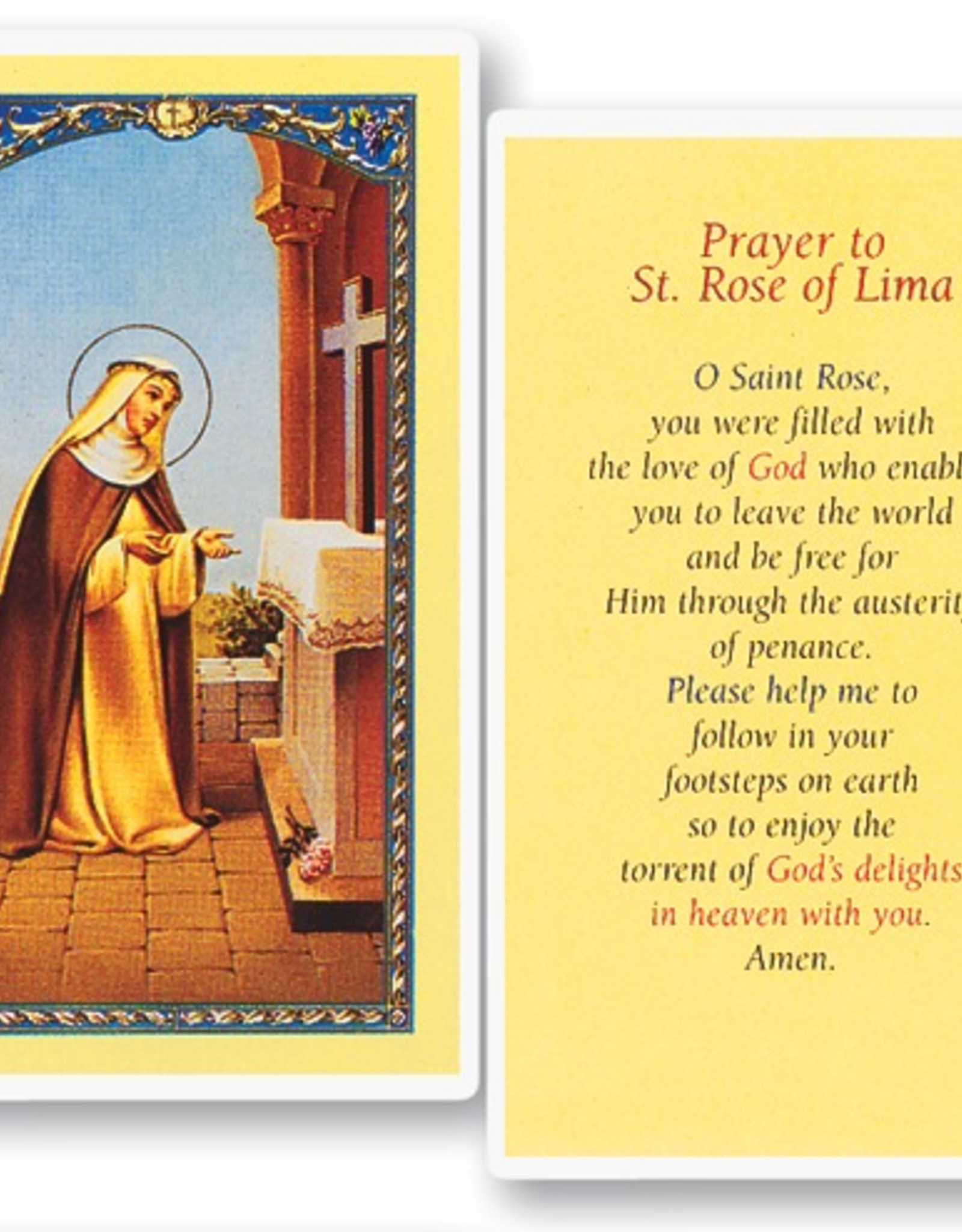 WJ Hirten St. Rose of Lima Holy Cards