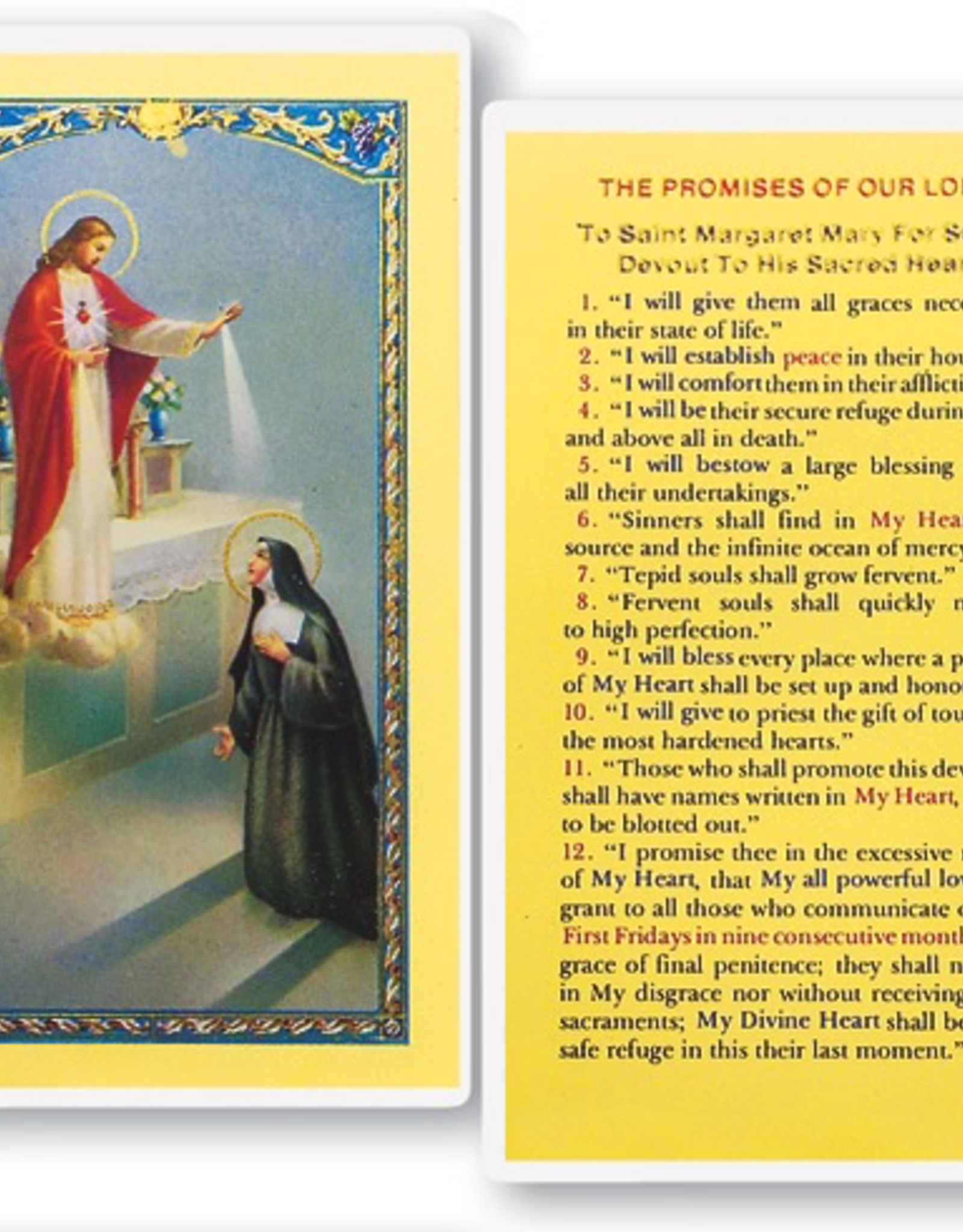 WJ Hirten The Promises of Our Lord (St. Margaret Mary) Holy Cards